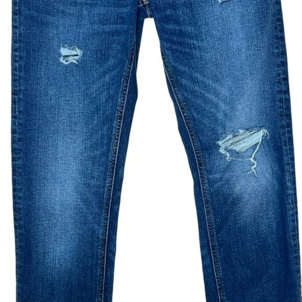 J. Crew Mercantile Dark Wash Distressed Straight Leg Jeans Size 28/32 - Picture 9 of 14